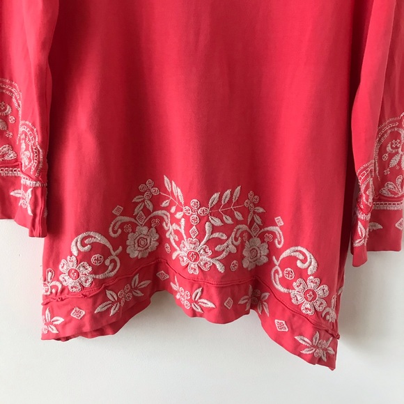 Johnny Was coral zip up hoodie - Picture 4 of 13